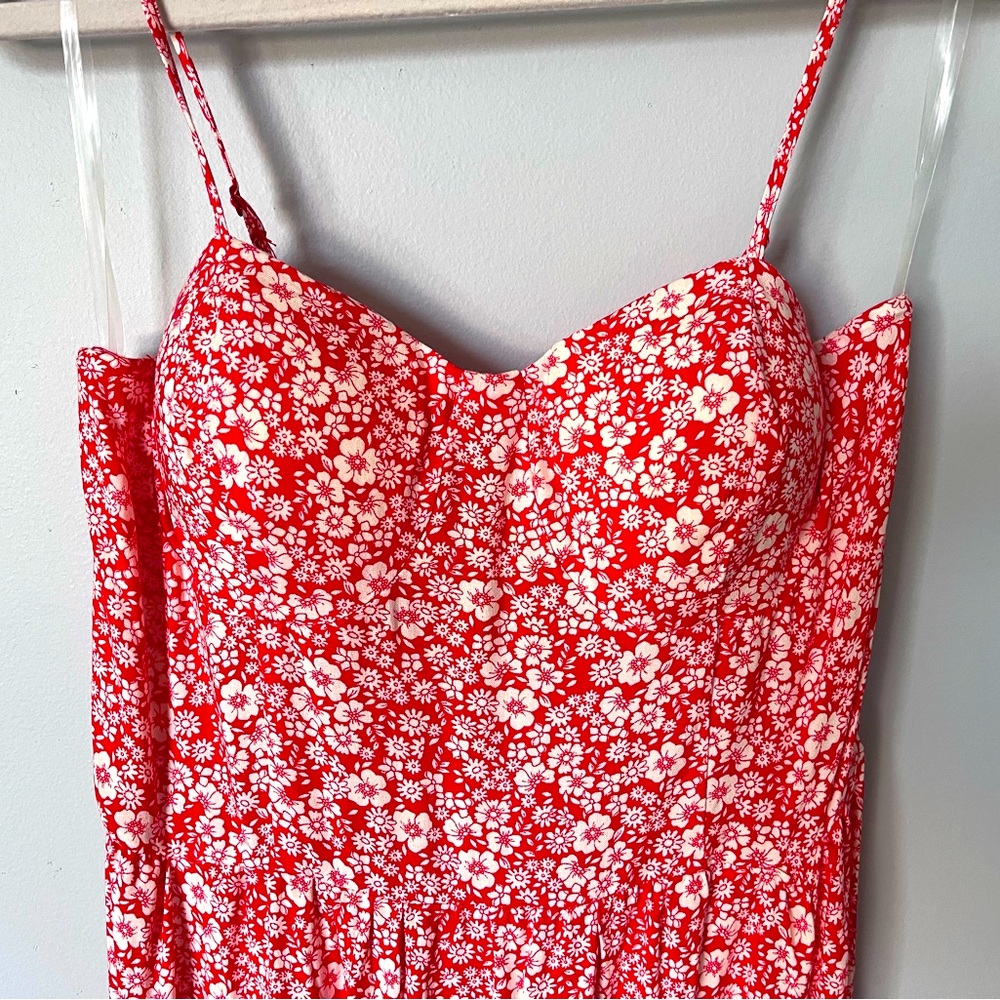 Red / Cream molded cup maxi dress